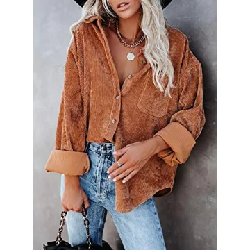 Astylish Women's Corduroy Button Down Shirt for Comfort & Style