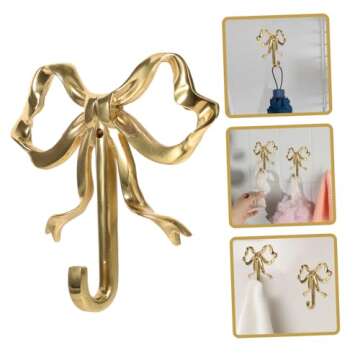 Zerodeko Bow Hook Bow Shaped Wall Hook Wall Peg Hook Single Hanger Vintage Wall Hooks Towel Robe Hook Gold Wall