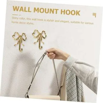Zerodeko Bow Hook Bow Shaped Wall Hook Wall Peg Hook Single Hanger Vintage Wall Hooks Towel Robe Hook Gold Wall
