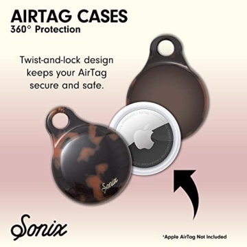 Sonix Brown Tort AirTag Cases with Keychain for Stylish Security