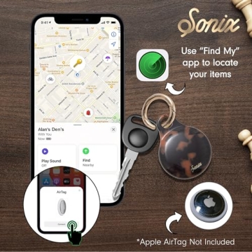 Sonix Brown Tort AirTag Cases with Keychain for Stylish Security