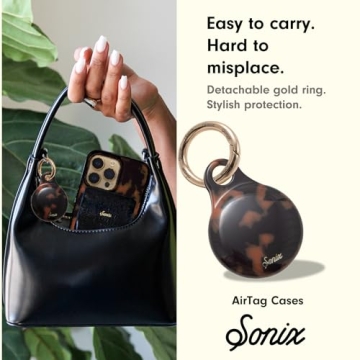 Sonix Brown Tort AirTag Cases with Keychain for Stylish Security