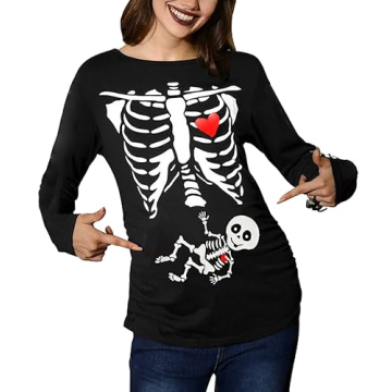 Zarmfly Womens Halloween Maternity Skeleton Sweatshirt - Stylish Comfort for Expecting Moms