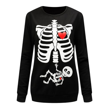 Stylish Womens Halloween Maternity Skeleton Sweatshirt