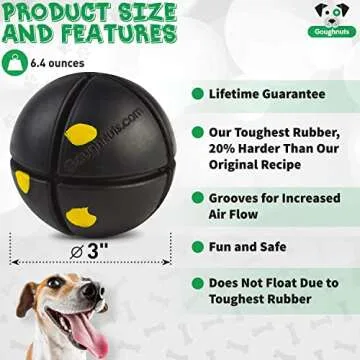 Goughnuts – Virtually Indestructible Ball - Guaranteed Dog Chew Toys for Aggressive Chewers Like Pit Bulls, German Shepherds, and Labs from 30-70 Pounds - Toughest and Durable Natural Rubber - Pro 50