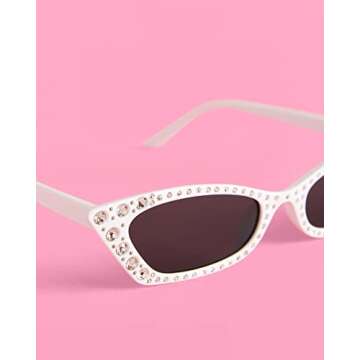 xo, Fetti White Bedazzled Cat Eye Sunglasses | White Bachelorette Party Favor, Bridesmaid Sunnies Gift, y2k Birthday Party Decorations + Cool Halloween Costume
