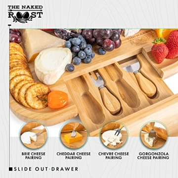 Luxury Bamboo Cheese Board Set with Leather Handles