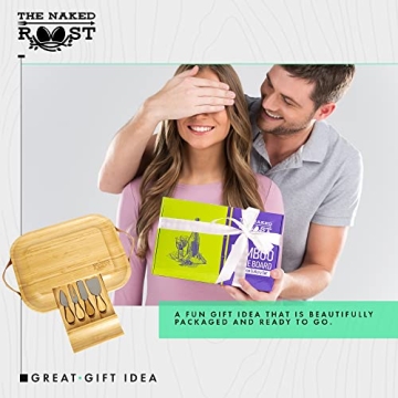 Luxury Bamboo Cheese Board Set with Leather Handles