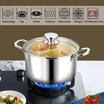 P&P CHEF 4 Quart Tri-Ply Stainless Steel Stock Pot