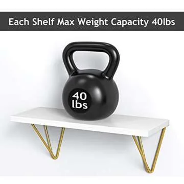 Floating Wall Shelves with Gold Bracket Set for Home
