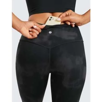 CRZ YOGA Womens Butterluxe High Waist Flare Pants 32 Inches - Yoga Bootcut Wide Leg with Pocket Lounge Black Tie Dye Flowers Large