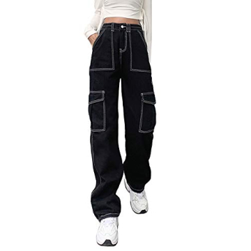 Stylish High Waisted Baggy Jeans for Women - Versatile Streetwear Trousers with Big Pockets