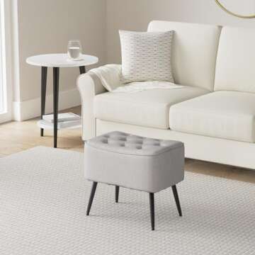 BIRDROCK HOME Tufted Curve Ottoman Velvet Foot Stool - Upholstered Padded Footrest for Living Room o...