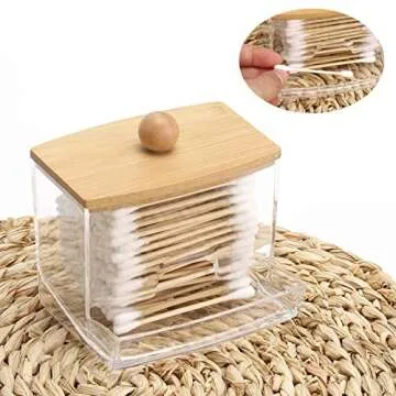 Stylish Bamboo Qtip Holder Dispenser for Your Bathroom