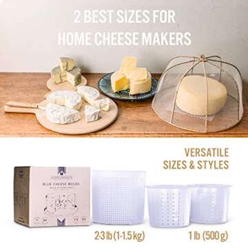 Country Trading Co. Cheese Molds Set of 3 for Making Blue and Hard Cheeses at Home - Quality Italian Baskets to Make Gorgonzola Colby Gouda Cheddar or DIY Organic Vegan Nut Cheese Maker
