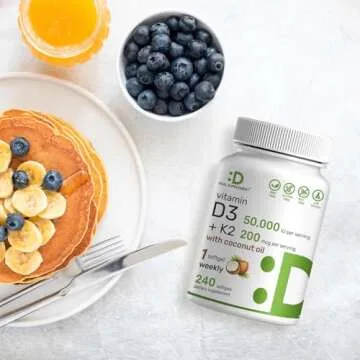 Max Strength Vitamin D3 + K2 – 50,000 IU Supplement | 240 Softgels
