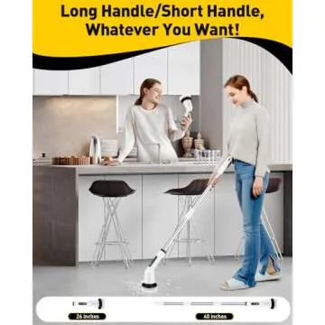 Electric Spin Scrubber for Cleaning Bathroom, Shower Scrubber Cordless Cleaning Brush with IPX7 Waterproof & 2 Speed, 3 Brush Heads, Bathroom Cleaning Supplies for Shower Tub Kitchen Tile Toilet White