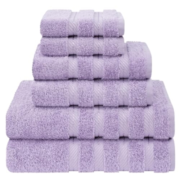 American Soft Linen Luxury 6 Piece Towel Set, 100% Cotton Turkish Towels in Lilac