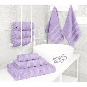 Luxurious 6 Piece Turkish Cotton Towel Set in Lilac