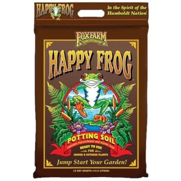 FoxFarm Happy Frog Potting Soil - 12QT for Indoor/Outdoor Plants, Boosts Growth and Root Efficiency
