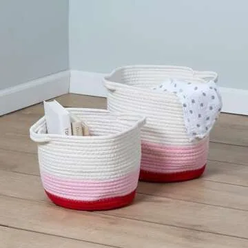 Honey-Can-Do Nesting Cotton Rope Baskets in Red Ombré