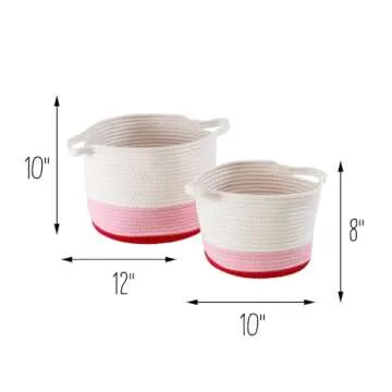 Honey-Can-Do Nesting Cotton Rope Baskets in Red Ombré