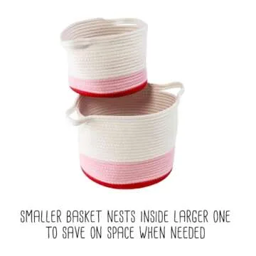 Honey-Can-Do Nesting Cotton Rope Baskets in Red Ombré