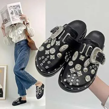 Pdxnyxx Emo Shoes Platform Slippers Platform Clogs Punk Clothes Y2k Shoes Womens Clogs (Black,7,7.5,Numeric Range,Women)