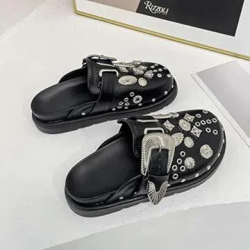 Pdxnyxx Emo Shoes Platform Slippers Platform Clogs Punk Clothes Y2k Shoes Womens Clogs (Black,7,7.5,Numeric Range,Women)
