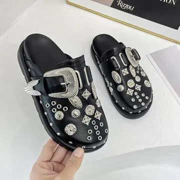 Pdxnyxx Emo Shoes Platform Slippers Platform Clogs Punk Clothes Y2k Shoes Womens Clogs (Black,7,7.5,Numeric Range,Women)