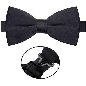 AUSKY Elegant Adjustable Pre-tied bow ties for Men Boys Party,Business or Daily Wear (Black)