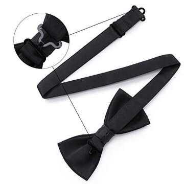 AUSKY Elegant Adjustable Pre-tied bow ties for Men Boys Party,Business or Daily Wear (Black)