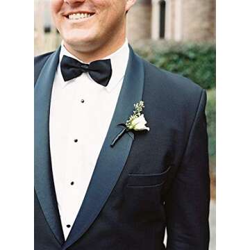 AUSKY Elegant Adjustable Pre-tied bow ties for Men Boys Party,Business or Daily Wear (Black)