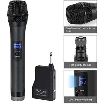 Fifine Technology K025 Wireless Microphone System - Handheld Dynamic Mic for Karaoke & Parties