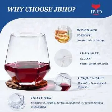 Stylish JBHO Stemless Wine Glasses Set for All Occasions
