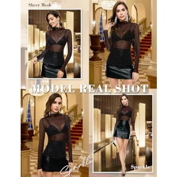 BBX Lephsnt Women Sheer Lace Top for Elegance