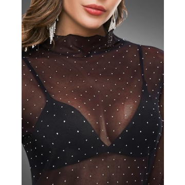BBX Lephsnt Women Sheer Lace Top for Elegance