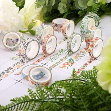 Floral Washi Tape with Gold Foil for Creative Crafts