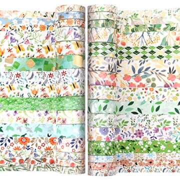 Floral Washi Tape with Gold Foil for Creative Crafts