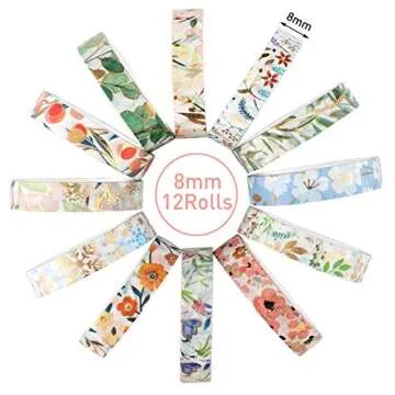 Floral Washi Tape with Gold Foil for Creative Crafts