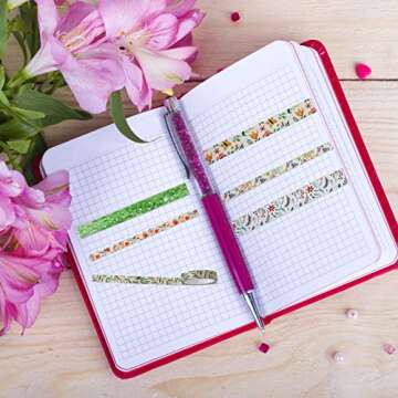 Floral Washi Tape with Gold Foil for Creative Crafts