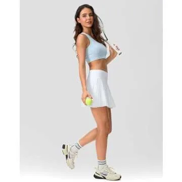 SANTINY Pleated Tennis Skirt for Women with Pockets Shorts Women's High Waisted Lightweight Athletic Golf Skorts Skirts for Casual(A White_XXS)