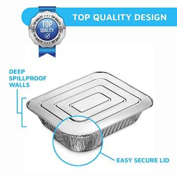 MontoPack Aluminum Foil Pans Half Size Roasting Chafing Pan | 9x13 Tins for Cooking, Baking & Catering | Heavy Duty Disposable Cookware Steam Table Trays for Buffet & Food Prepping (20 Pack with Lids)