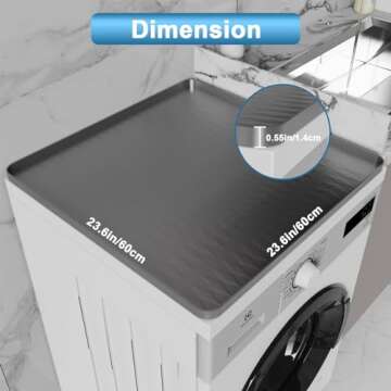2 Pack Washer and Dryer Covers for the Top, 23.6" x 23.6" Non-Slip Silicone Washer Dryer Top Protect...
