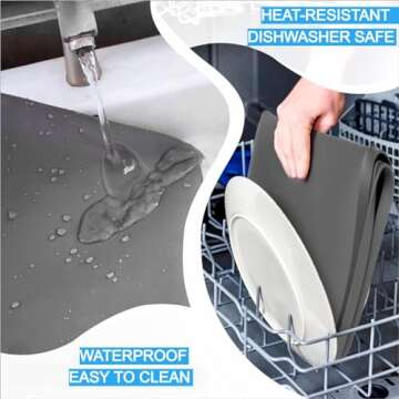 2 Pack Washer and Dryer Covers for the Top, 23.6" x 23.6" Non-Slip Silicone Washer Dryer Top Protector Mat, Waterproof Washer and Dryer Cover Pad for Laundry & Kitchen (Gray)