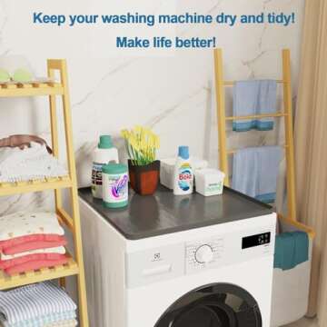 2 Pack Washer and Dryer Covers for the Top, 23.6" x 23.6" Non-Slip Silicone Washer Dryer Top Protector Mat, Waterproof Washer and Dryer Cover Pad for Laundry & Kitchen (Gray)