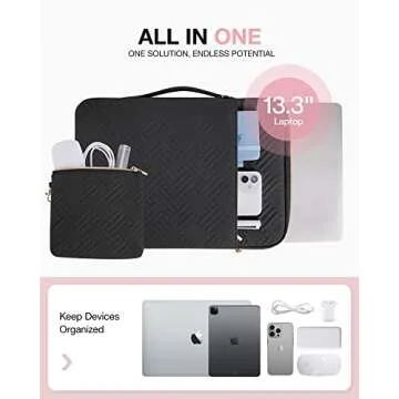 BAGSMART Laptop Sleeve Bag Compatible with MacBook Air/Pro, 13-13.3 inch Notebook, Compatible with MacBook Pro 14 Inch, MacBook Air M2 Sleeve 13 Inch, Laptop Case with Accessories Bag, Black