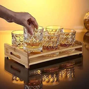 Aoeoe Whiskey Glasses Set of 4, 11 OZ Old Fashioned Glasses, Bourbon Glasses, Premium Scotch Glasses, Rocks Glasses, Cocktail Glasses, Clear Rum Glasses, Bar Glasses, Whiskey Glasses for Men