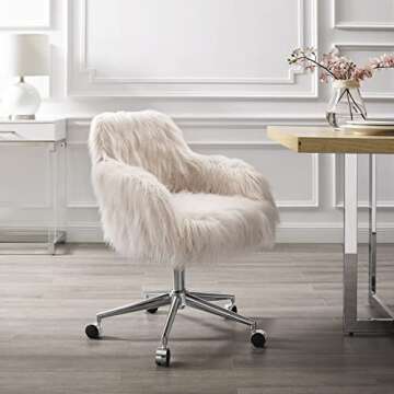 Stylish Linon Fiona Chrome Base Office Chair in Pink