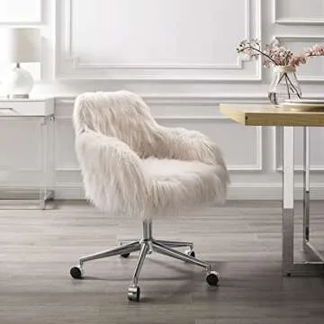 Stylish Linon Fiona Chrome Base Office Chair in Pink